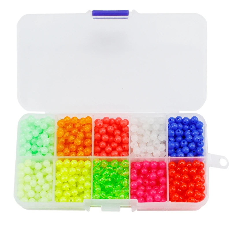 

1000Pcs/Set Hard Fishing Beads 5Mm Floats Plastic Glow Beads Night Fishing Accessories Set