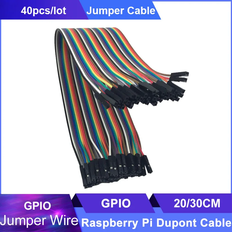 Raspberry pi Gpio Cabo Dupont Cabo 40 Peças Lote 20 30 Centímetros Female to Female Jumper Fio Dupont Cabo para Raspberry pi 3b +