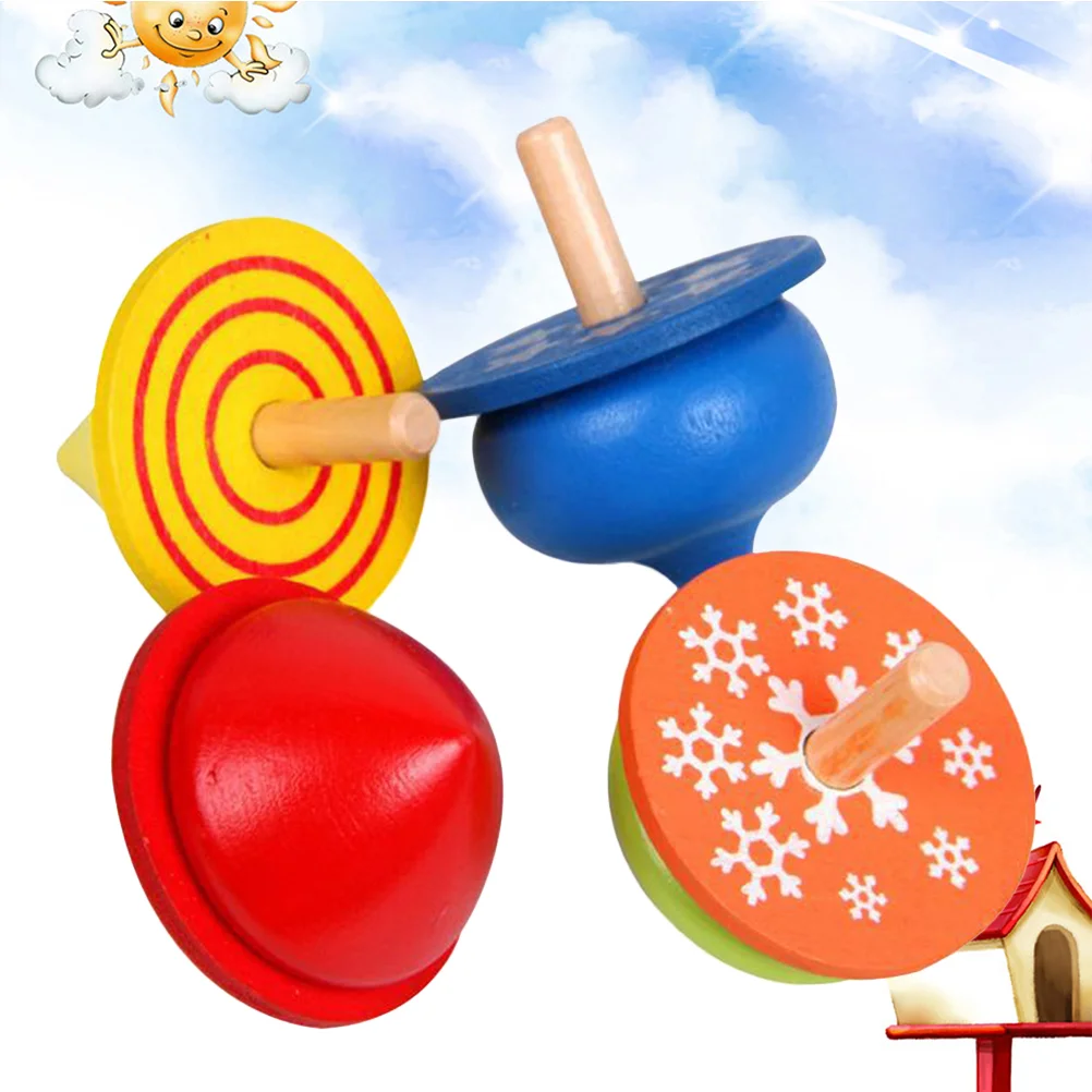 

Tops Toyskids Gyro Colorfulwood Gyroscope Party Rotating Spinny Fun Gamepainted Down Push Favor
