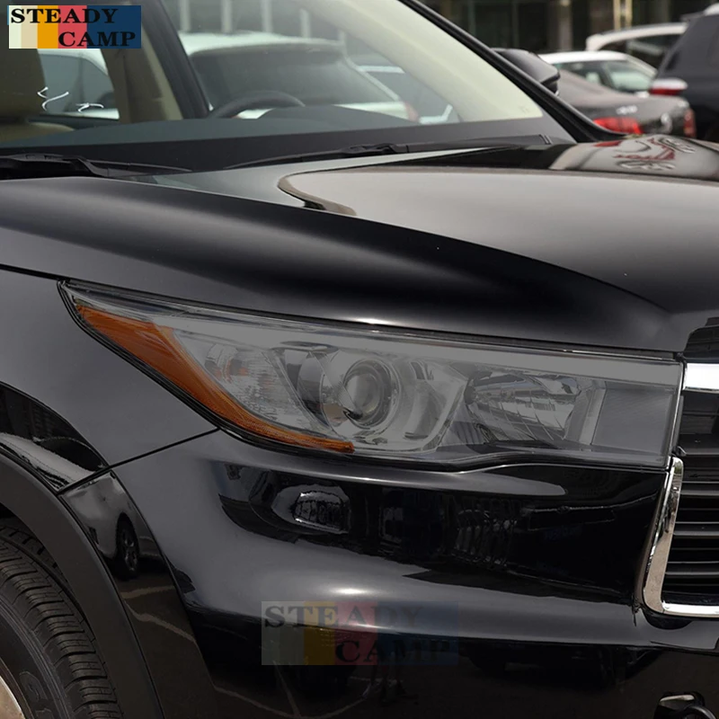 

Защитная пленка для автомобильных фар, дымчатый черный оттенок, виниловая прозрачная наклейка из ТПУ для Toyota Highlander 2014, 2015, 2016, 2017