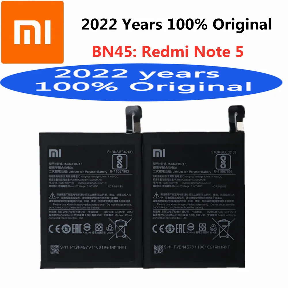 

2022 года 100% Xiaomi Оригинальный аккумулятор для Xiaomi Redmi Note 5 Note5 4000 мАч BN45 Сменный аккумулятор для телефона