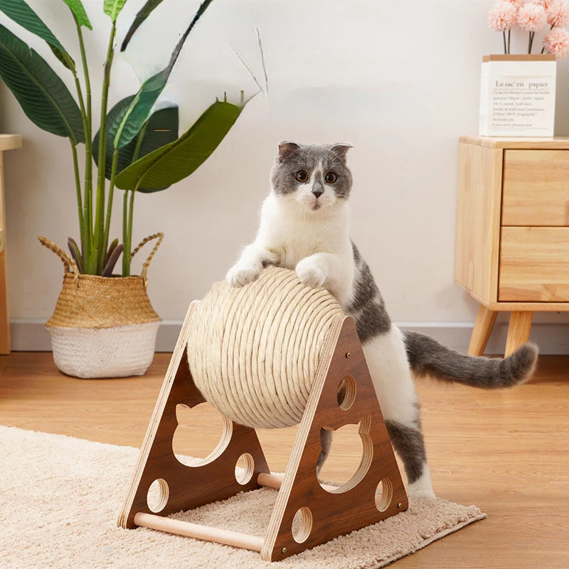 

Vertical Solid Wood Cat Toy Cat Claw Ball Resistant To Bite, Durable and Not Crumbly Cat Climbing Frame Scratching Board