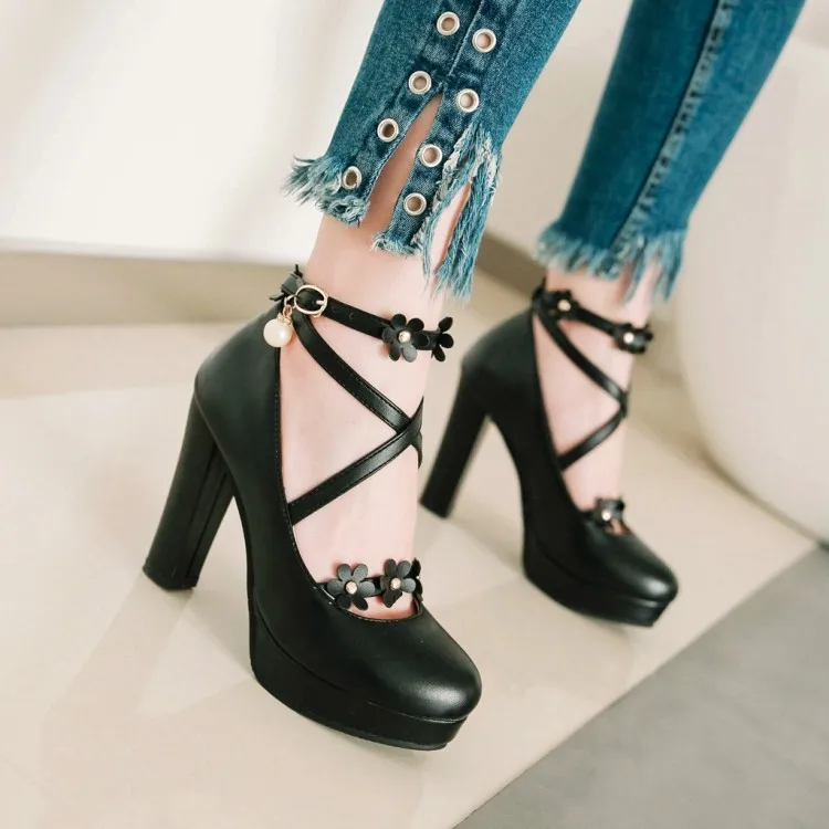 

Flower PU Leather Shoes Woman Fashion Shoes Women High Heel Shoes Lady Pumps Cospplay Shoes