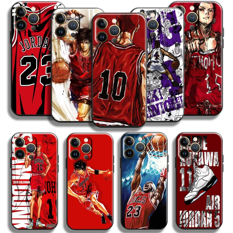 

Anime SLAM DUNK For Apple iPhone 13 12 11 Pro Max Mini X XR XS Max SE 5 5s 6 6S 7 8 Plus Phone Case Funda Black Carcasa