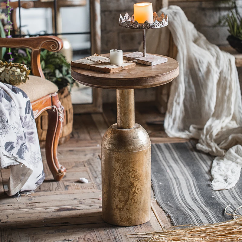 

Простой античный журнальный столик, Круглый минималистичный поднос, деревянный низкий столик, уникальный промышленный стол, вспомогательное украшение для гостиной