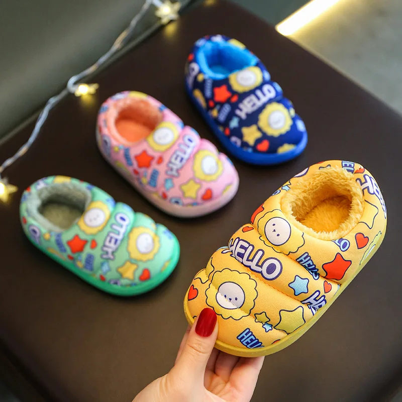 

Тапочки детские зимние плюшевые, теплые Мультяшные, Нескользящие, домашняя обувь для малышей, мальчиков и девочек