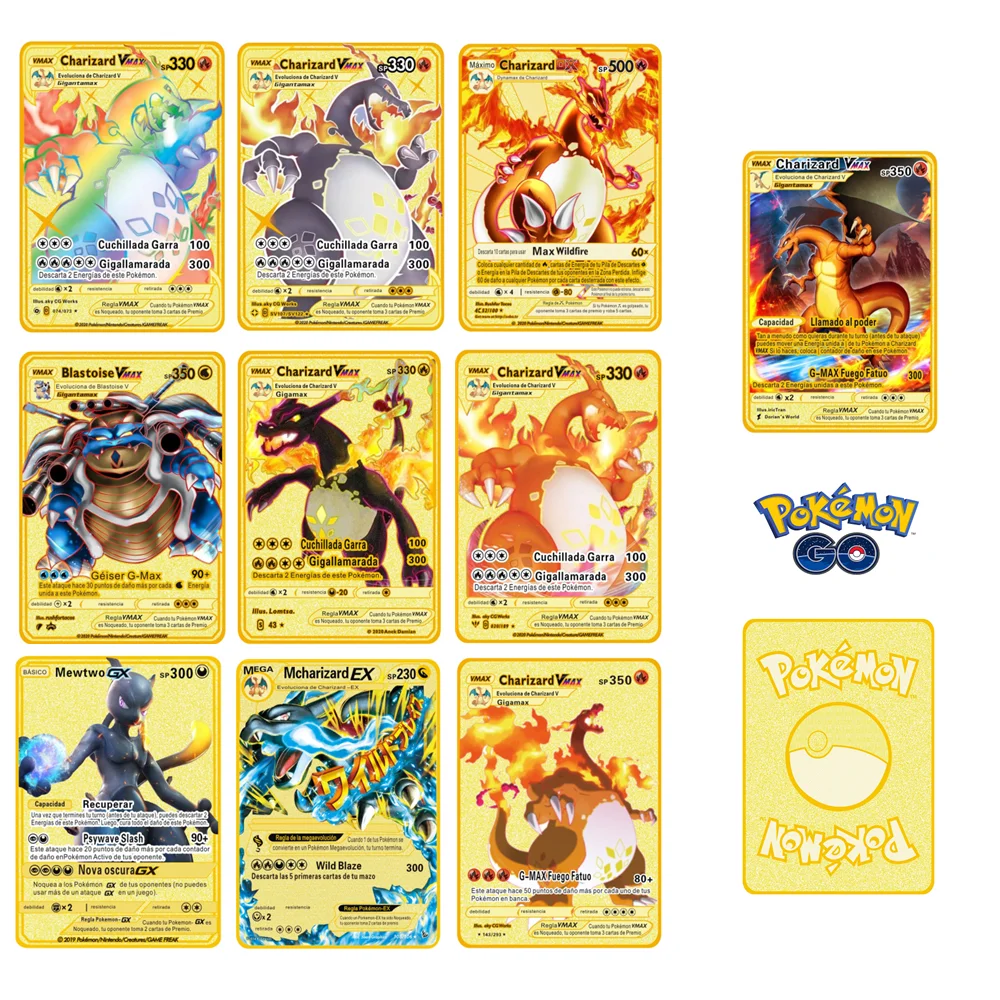

Toys 2022 Popular 27 Pokemon Metal English Cards Collection Display Pikachu Christmas Gifts Supergra Cards Anime Kids Toys