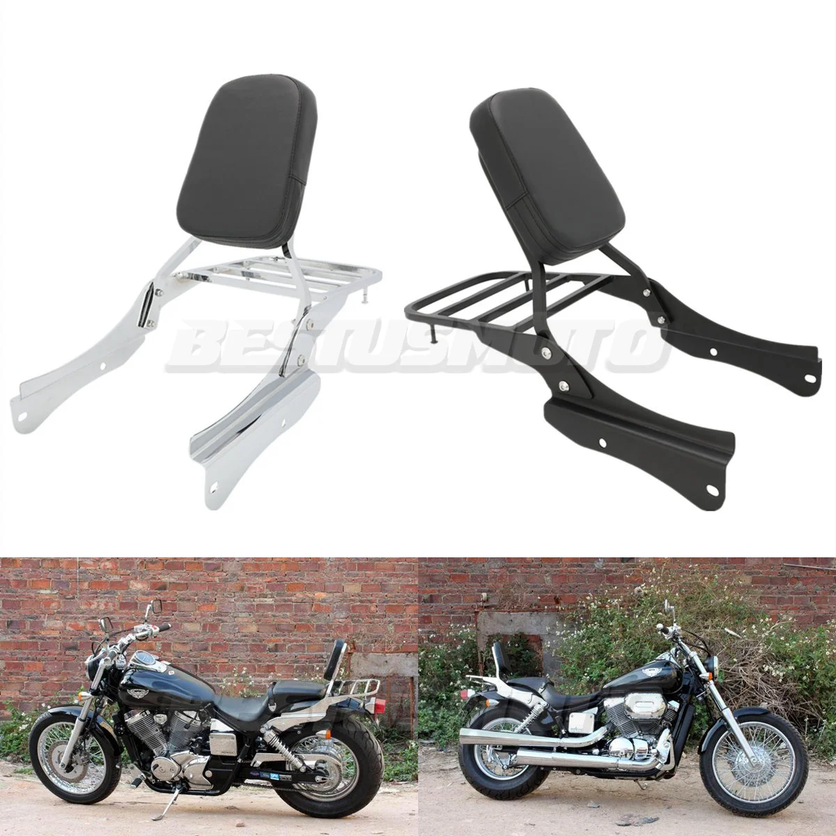 

Motorcycle Passenger Backrest Sissy Bar with Luggage Rack For Honda Shadow Spirit VT750 Black Widow VT750DC 750DC 2001-2008