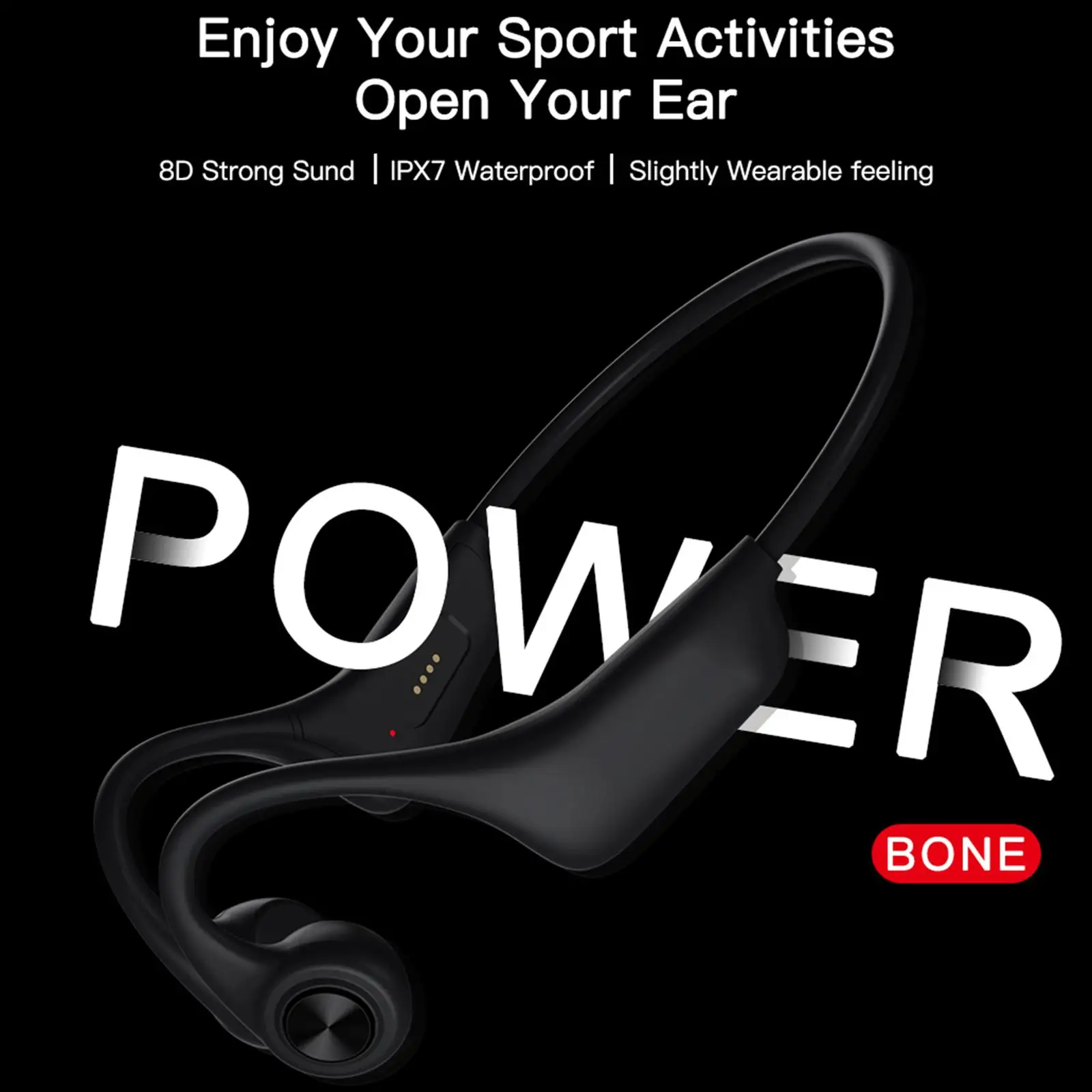 

Bone Conduction Headset, MP3 360 Degree Foldable 16G TF Card Hands Free Driving Sweatproof Bluetooth Wireless Earphone Meeting