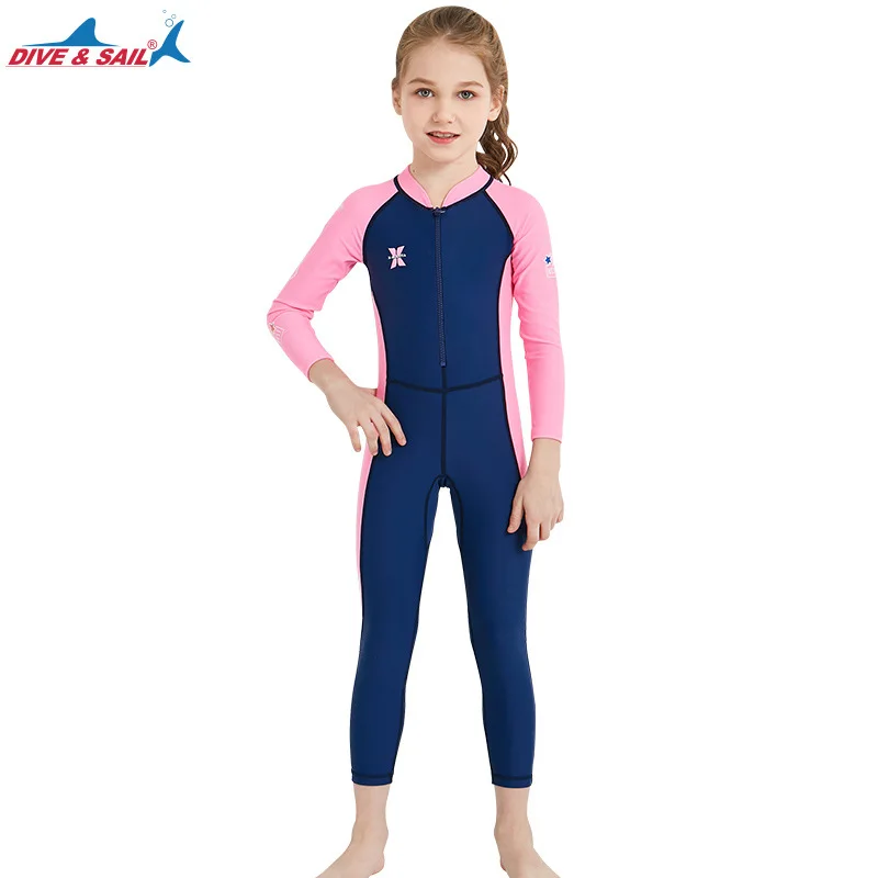 2023 Children's Outdoor Long Sleeve One Piece Surfing Suit Sunscreen Quick Drying Boys And Girls Swim Surfing Snorkeling Suit