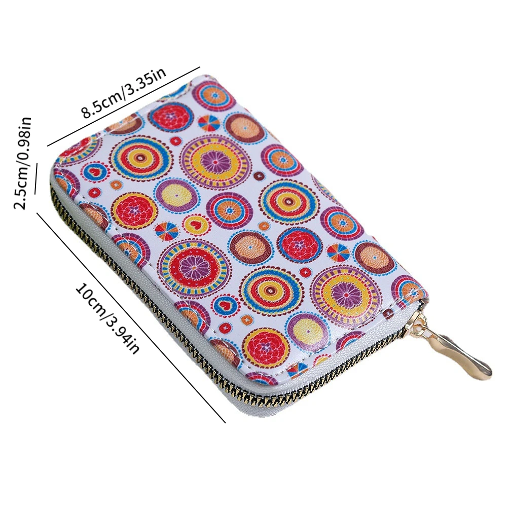 Women Short Organ Card Holder Ethnic Printing Zipper Coin Purse Multi-card Pocket Clutch Credit Card Bag  Badge Holder Wallet