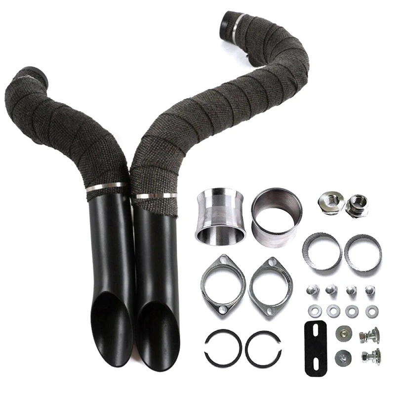 

2-дюймовые выхлопные трубы LAF с фланцевыми комплектами для Sportster Dyna, черная упаковка