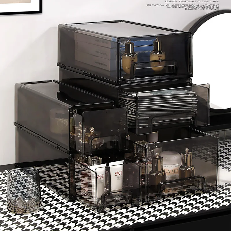 

Drawer Type Facial Mask Storage Box Desktop Acrylic Skin Care Shelf Transparent Large Capacity Cosmetics Storage Basket
