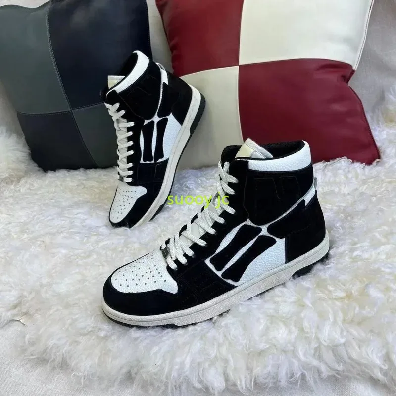 

AM Luxury Brand Men's Sneakers Cowhide Stitched Pure Bone Shoes High barrel Stitched Bone Shape Unisex Sneakers High-Top Sneaker