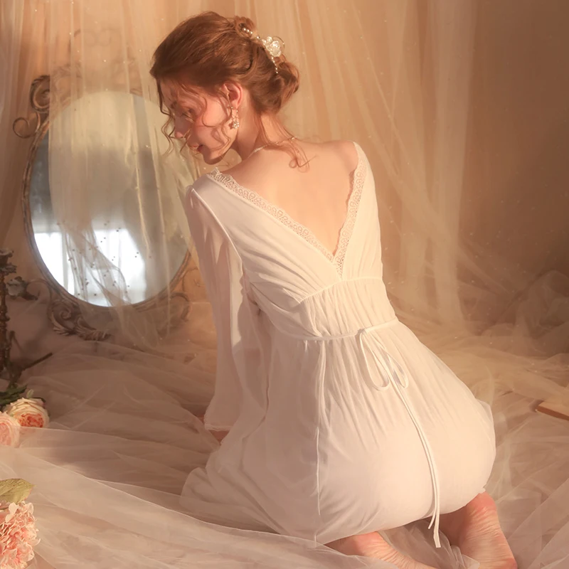 Sexy Mousse Sexy Pajamas Suspenders Backless Women's Summer Thin V-neck Comfortable Nightdress Women's Homewear Suit