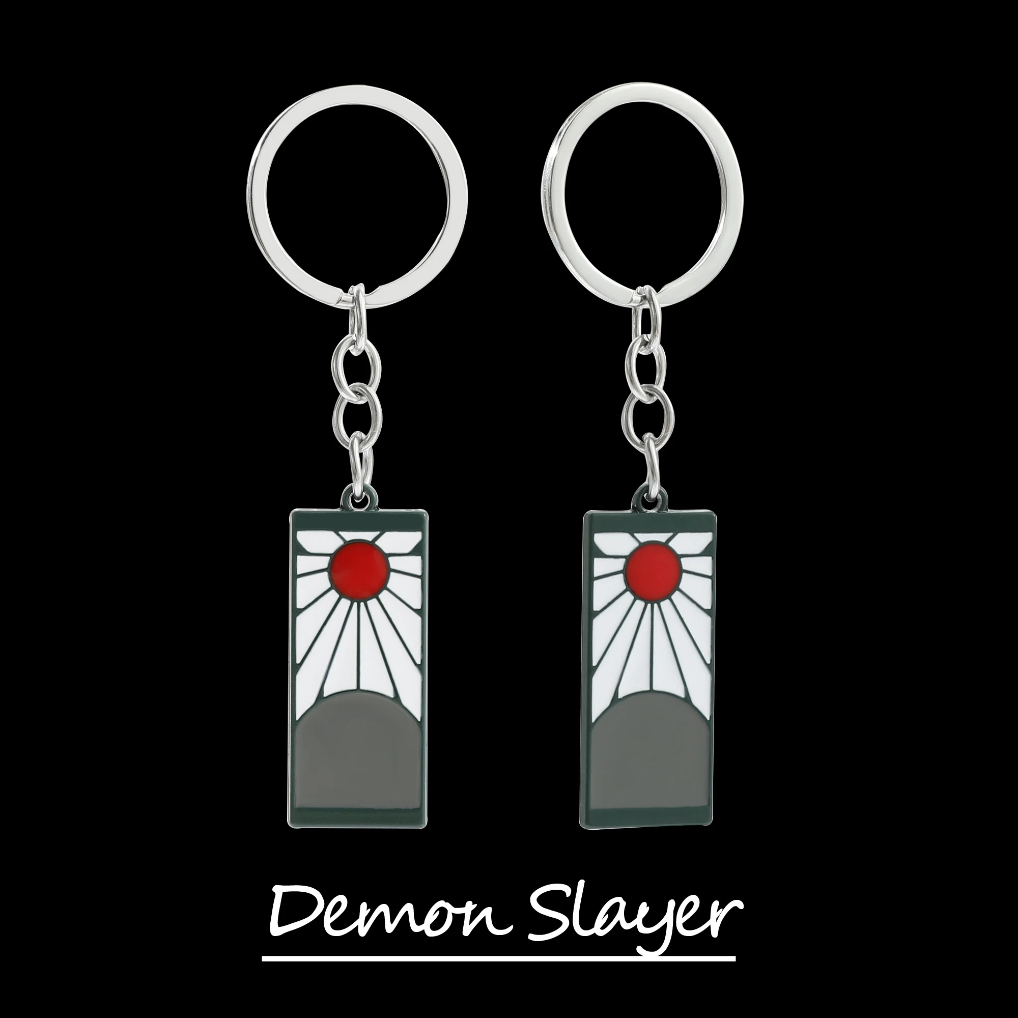 

Anime Demon Slayer Metal Keychain Kamado Tanjirou Earring Same Style Nameplate Pendant Keyrings for Car Key Backpack Accessories