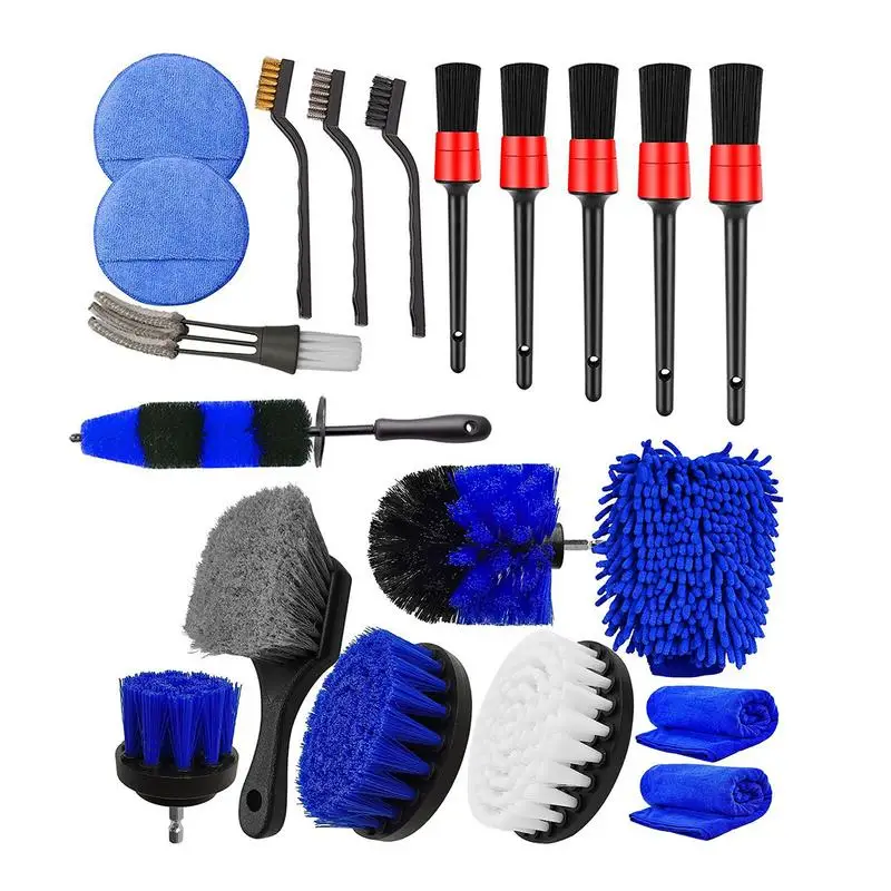 

Wheel Brush 20 Pcs Wheel Cleaner Brush Kit Car Cleaning Tools Rim Brush For Cleaning Wheels Spokes Door Plugs Engines
