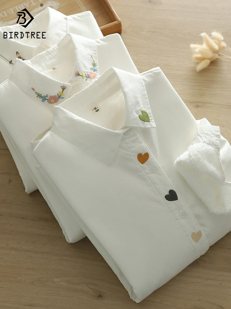 Новая осенняя хлопковая рубашка утолщенная свободная блузка с длинными рукавами