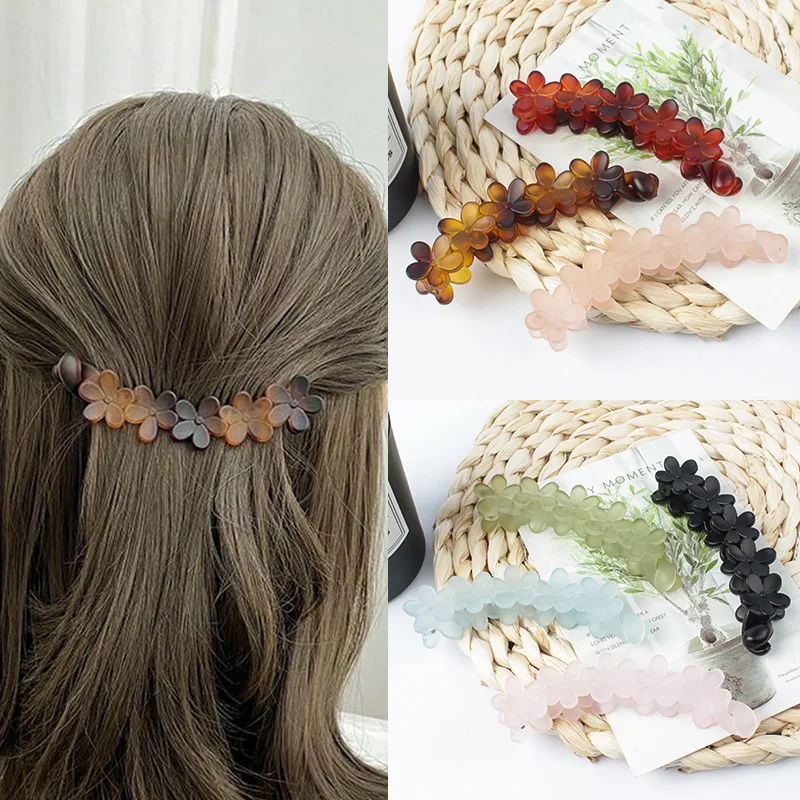 

Vintage Acrylic Flower Banana Clips for Women Ladies Ponytail Holder Chic Hair Claw Girls Barrettes Headware Hair Accessories