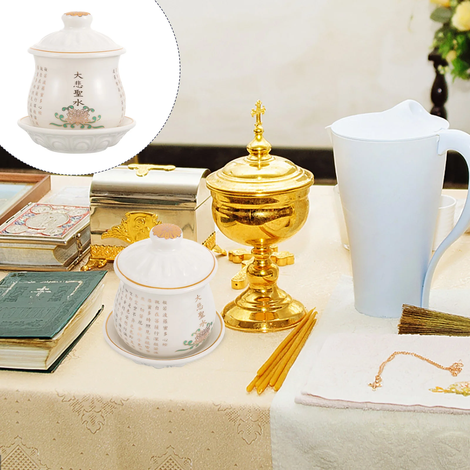 

Worship Water Cup Ceramic Water Offering Cup Holy Cup Decoration for Temple