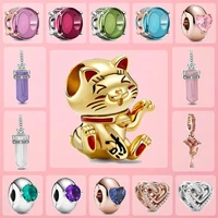 2021 new product pan 925 silver icicle lucky fortune cat beading suitable for womens valentines day jewelry
