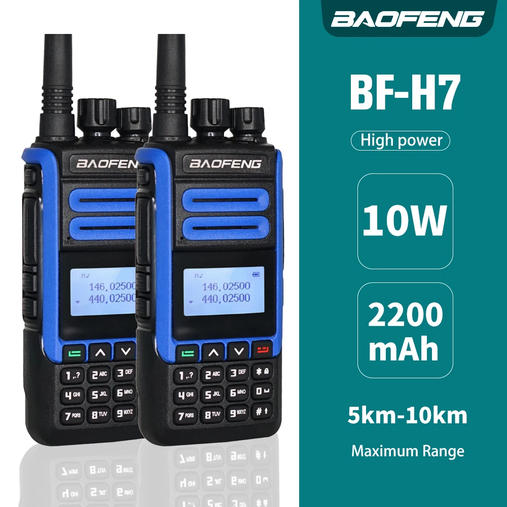 

2PCS 10W High Power Baofeng BF-H7 Walkie Talkie Dual Band Portable Two Way Radio 10KM Amateur Hunting Transmitter HF Transceiver