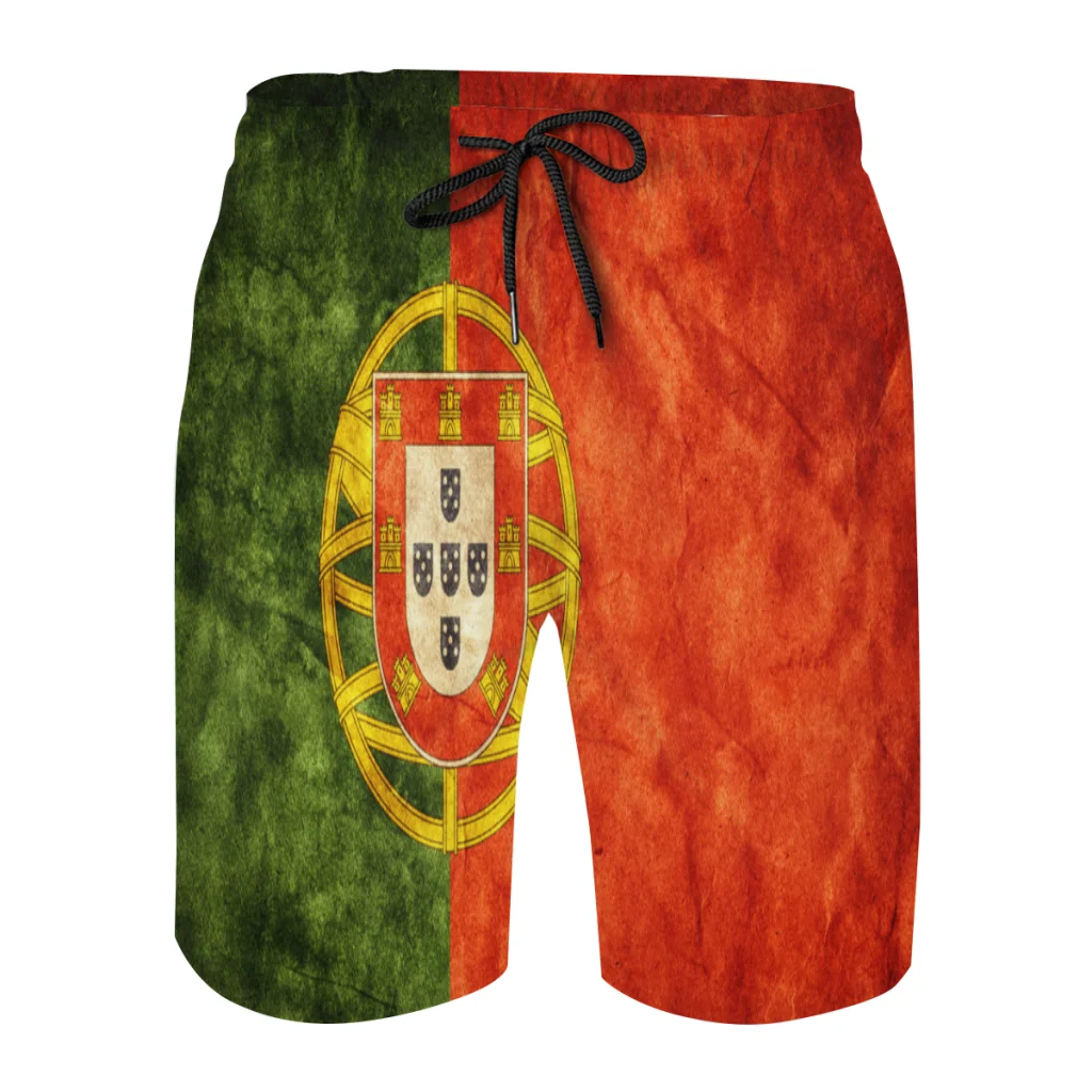 

2022 portugal Country Flag Vintage Men's Summer Loose Breathable Casual Shorts Beach Pants