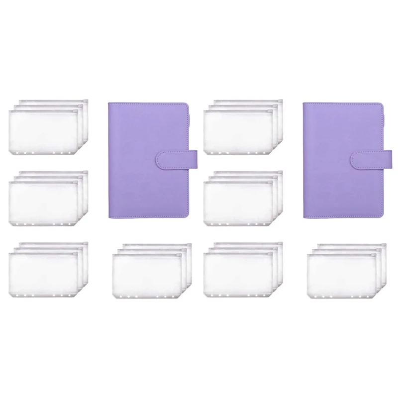 

NEW-2X A6 ежедневник фиолетовый блокнот и папка на молнии с 6 отверстиями, 24 шт.