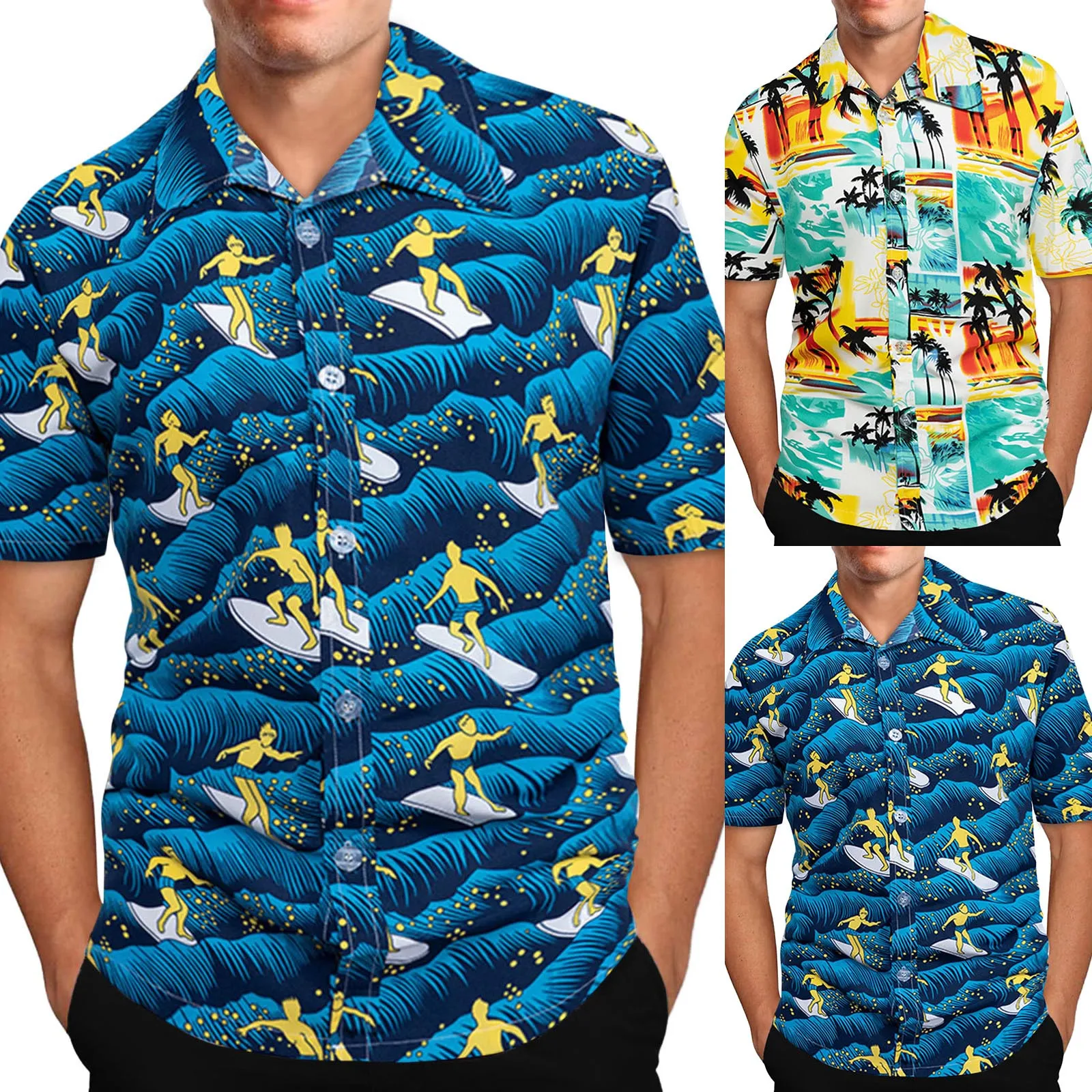 

Turndown Collar Short-Sleeved Casual Printed Shirts Men's Blouse Spring Loose Men Shirts Long Sleeve Tee Shirts for Men