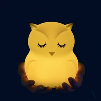 remote control touch sensor silicone owl lamp night light rechargeable led lights bedside night lamp for children kids baby