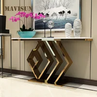Console Desk Made Of Stainless Frame Marble Top Modern Narrow Loft Furniture Entrance Hall Corner Porch Tables For Living Room