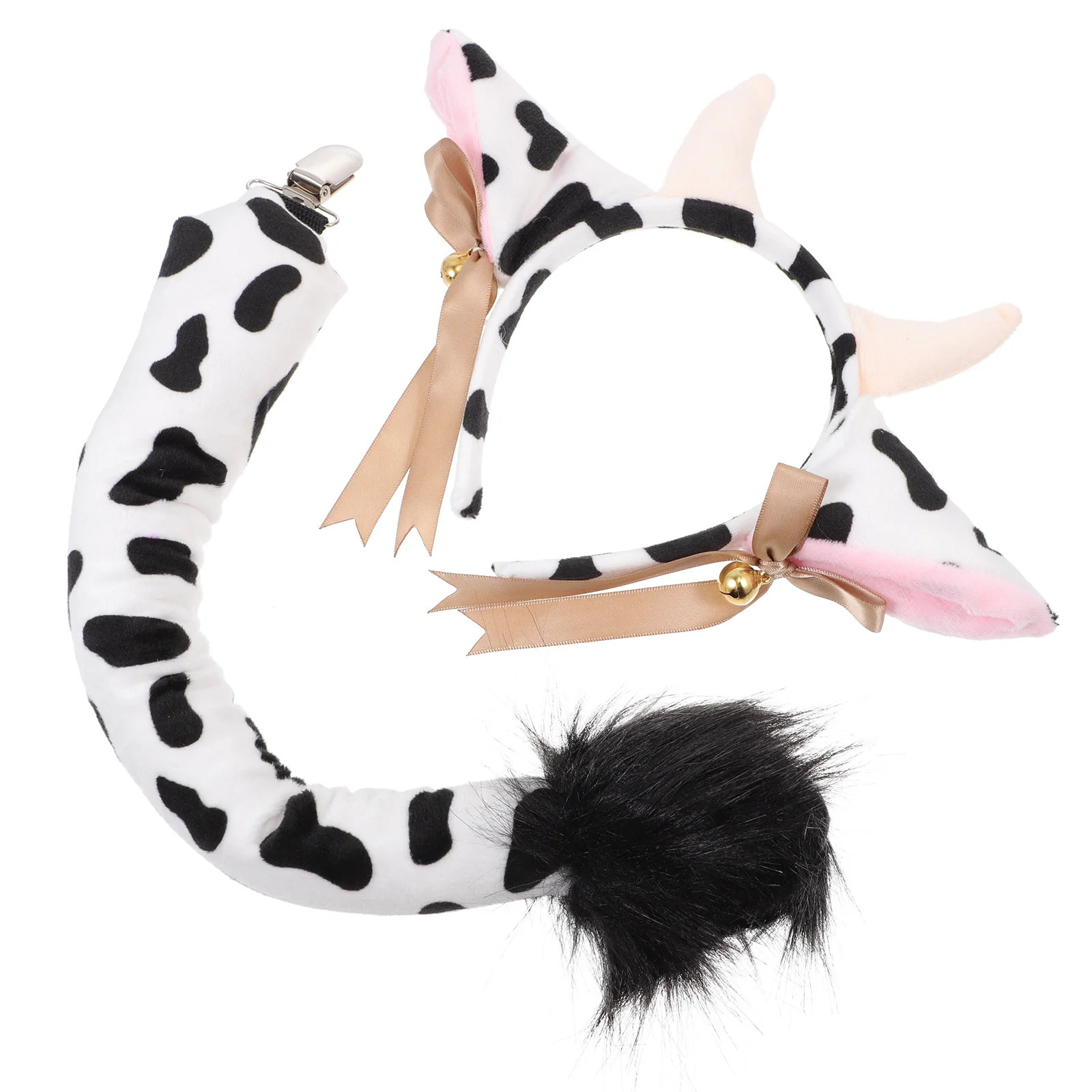 

Cow Ears Headbandtail Set Cosplay Costumeanimals Bells Accessories Band Hair Plushheadpieceheadbands Animal