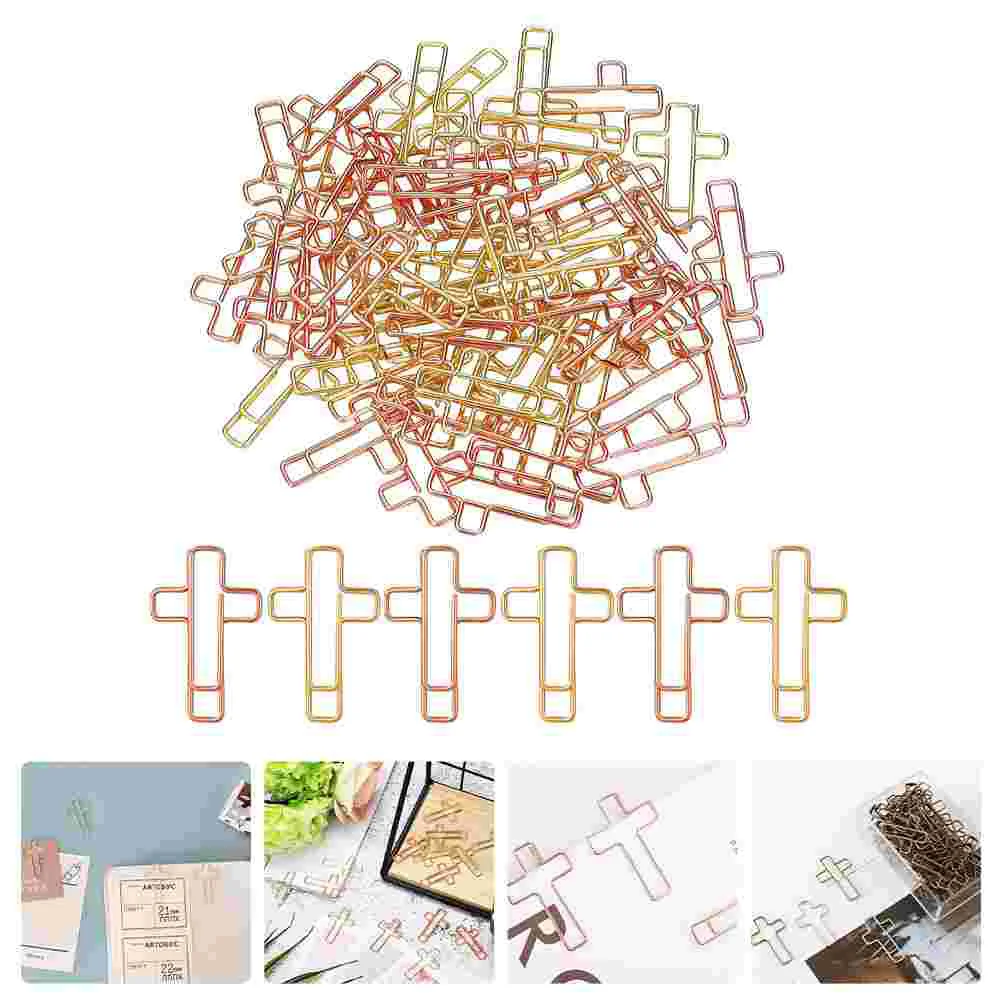 

Paperclips Paper Clips Metal Cross Bibleclip Office Bookmark School Clamp Kit Holder Documents Stationery File Clamps Shaped