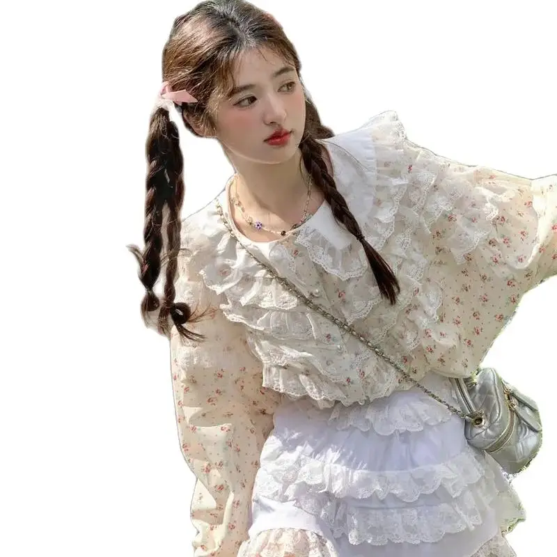 Милая Цветочная рубашка для девочек Джокер 2024 дизайнерская футболка с длинным