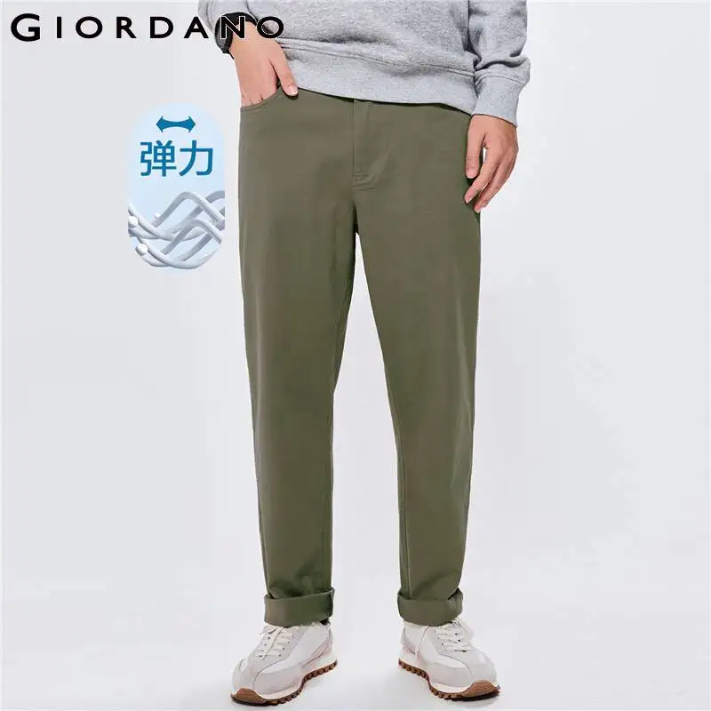 

Брюки GIORDANO мужские стрейчевые, простые удобные штаны со средней посадкой, на молнии, с несколькими карманами, Повседневные базовые, 18112006