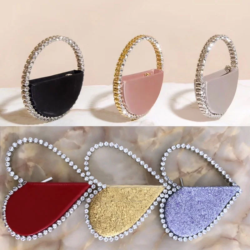 

Women’s Evening Bags 2022 Trends Luxury Designer Handbags New Diamond Clutches Heart Shaped Round Shaped Banquet Bags Ladies Bag