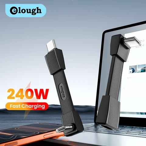 Elough PD 240 Вт PD3.1 Кабель типа C — тип C для быстрой зарядки 8 Гбит/с 8K при 60 Гц USB 4 Короткий кабель для iPhone 15 16 17 Samsung