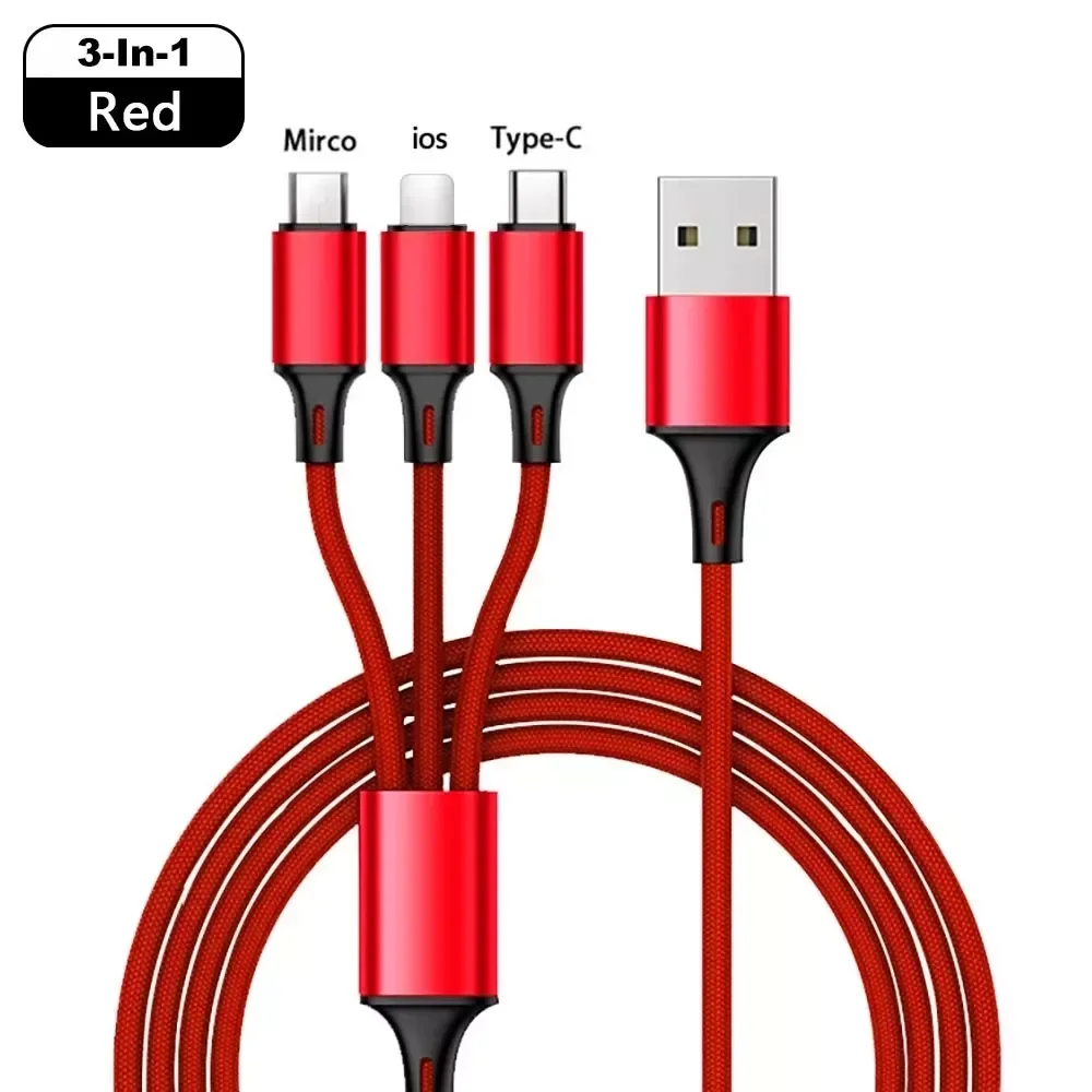 

Hot Sell 3 In 1 Micro USB Type C Charger Multi Usb Port Multiple Usb Charging Cord Usbc Mobile Wire S10