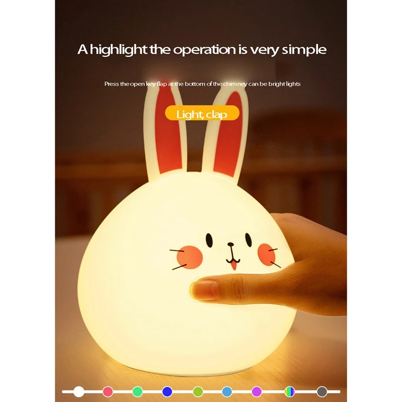 

Cute Night Light For Kids Room Rabbit LED Nightlight Nursery Lamp For Toddler Baby Girls Boys Children Gift Bedroom