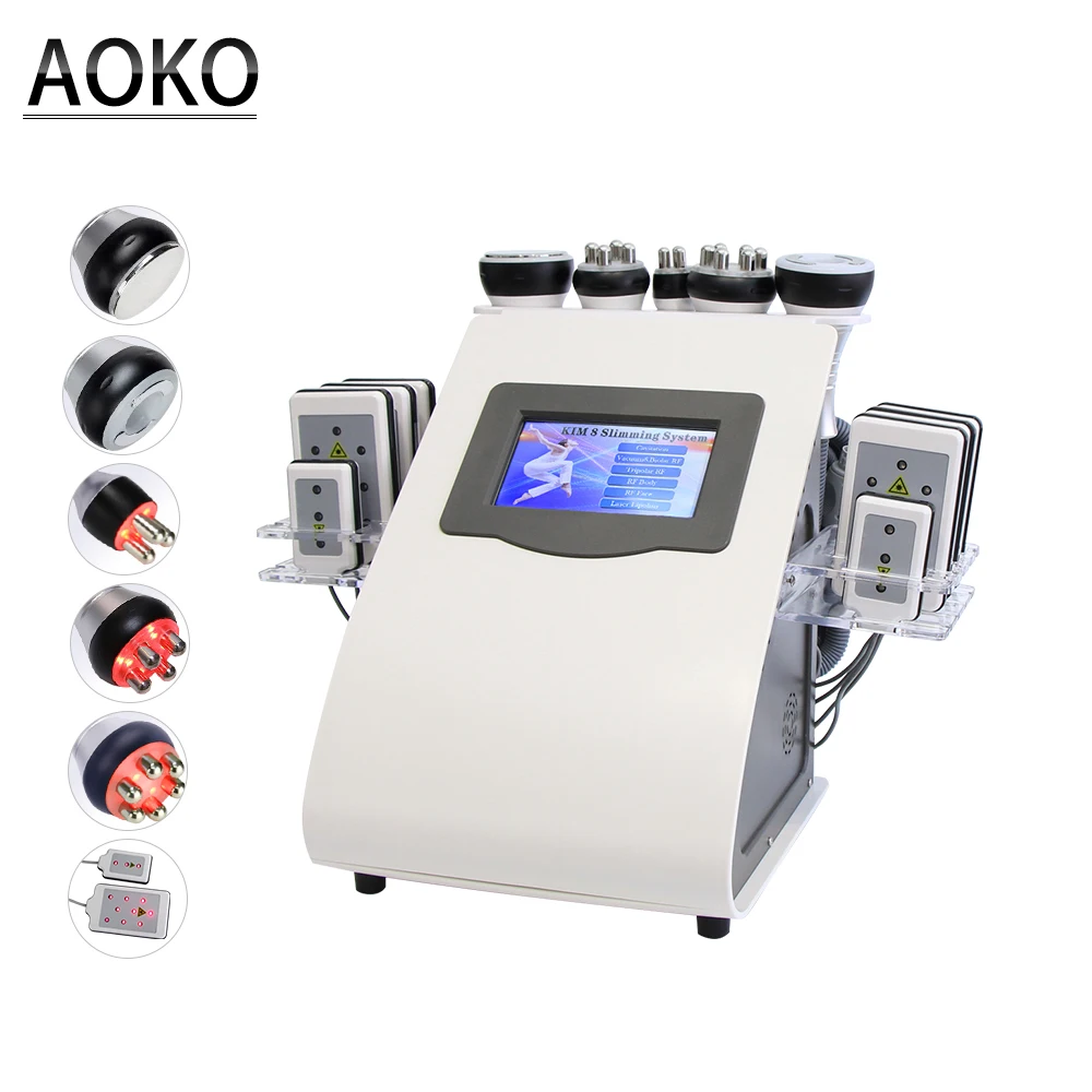 AOKO  New 6 in 1 Ultrasonic 40K Cavitation Vacuum Fat Loss Body Shaping Machine Remove Wrinkle RF Beauty Device Home Use