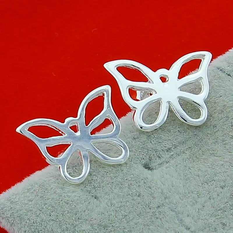 

925 Sterling Silver Hollow Butterfly Stud Earrings For Women Wedding Party Gift Accessories Fashion Jewelry