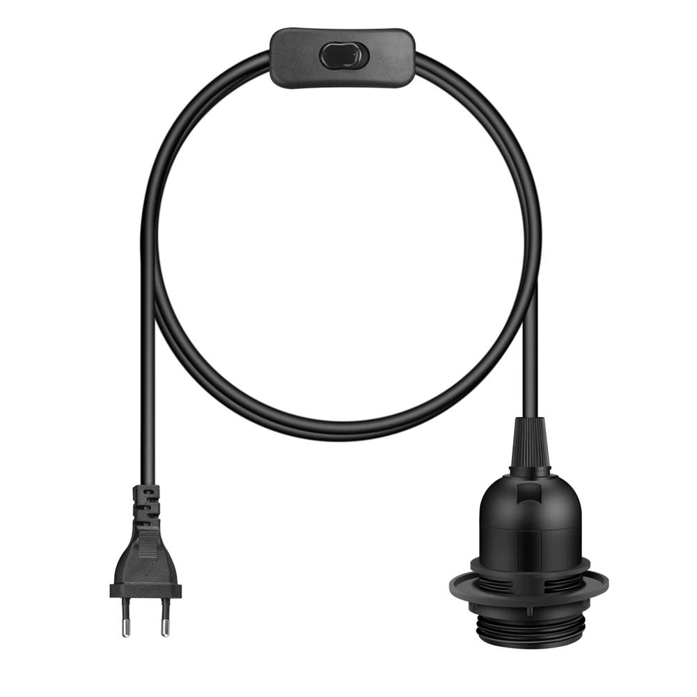 

2/3/3.5M Power Cord Cable with ON OFF Switch Metal Clip E14 E27 Lamp Base Hanglamp Holder Socket EU USPlug Cord for Desk Lamp
