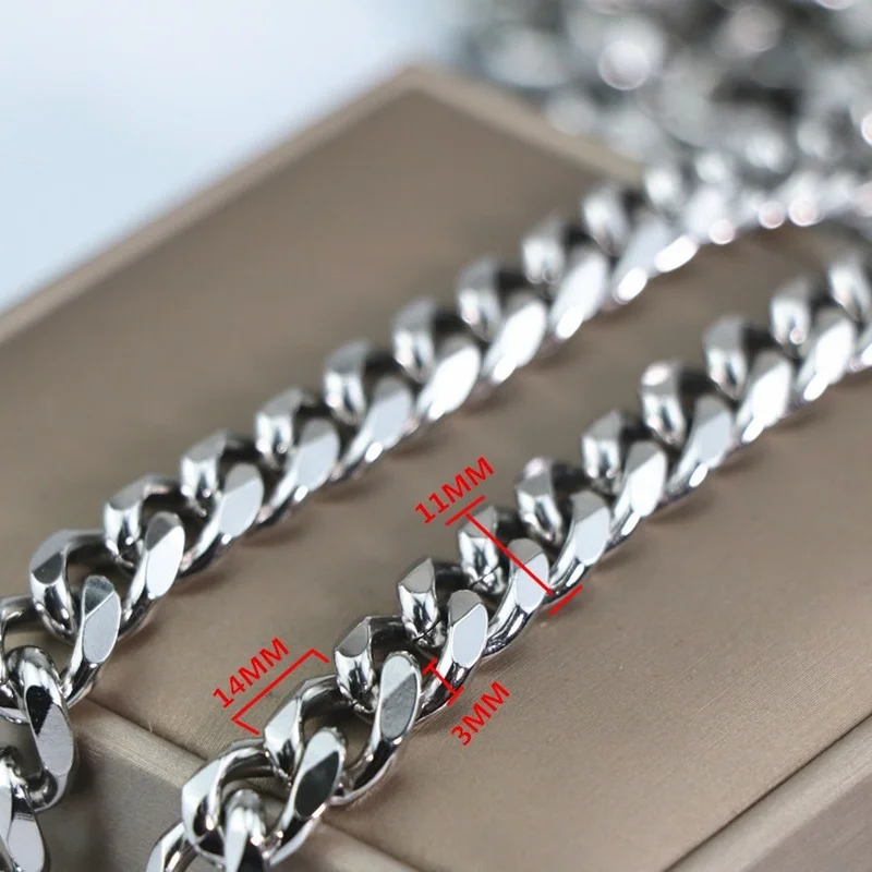 WZNB 1meter/Lot Stainless Steel Cuban Chains For Jewelry Making Bracelet Necklaces Accessories DIY Supplies Bulk Wholesale