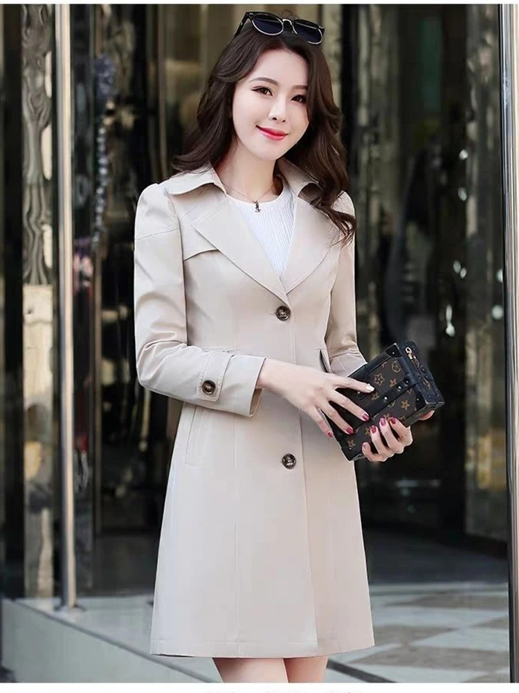 

Winter Jackets 2022 Woman Clothes Buttons Slim Long Coat Female Clothing Fashion Korean Khaki Overcoat Cardigan New