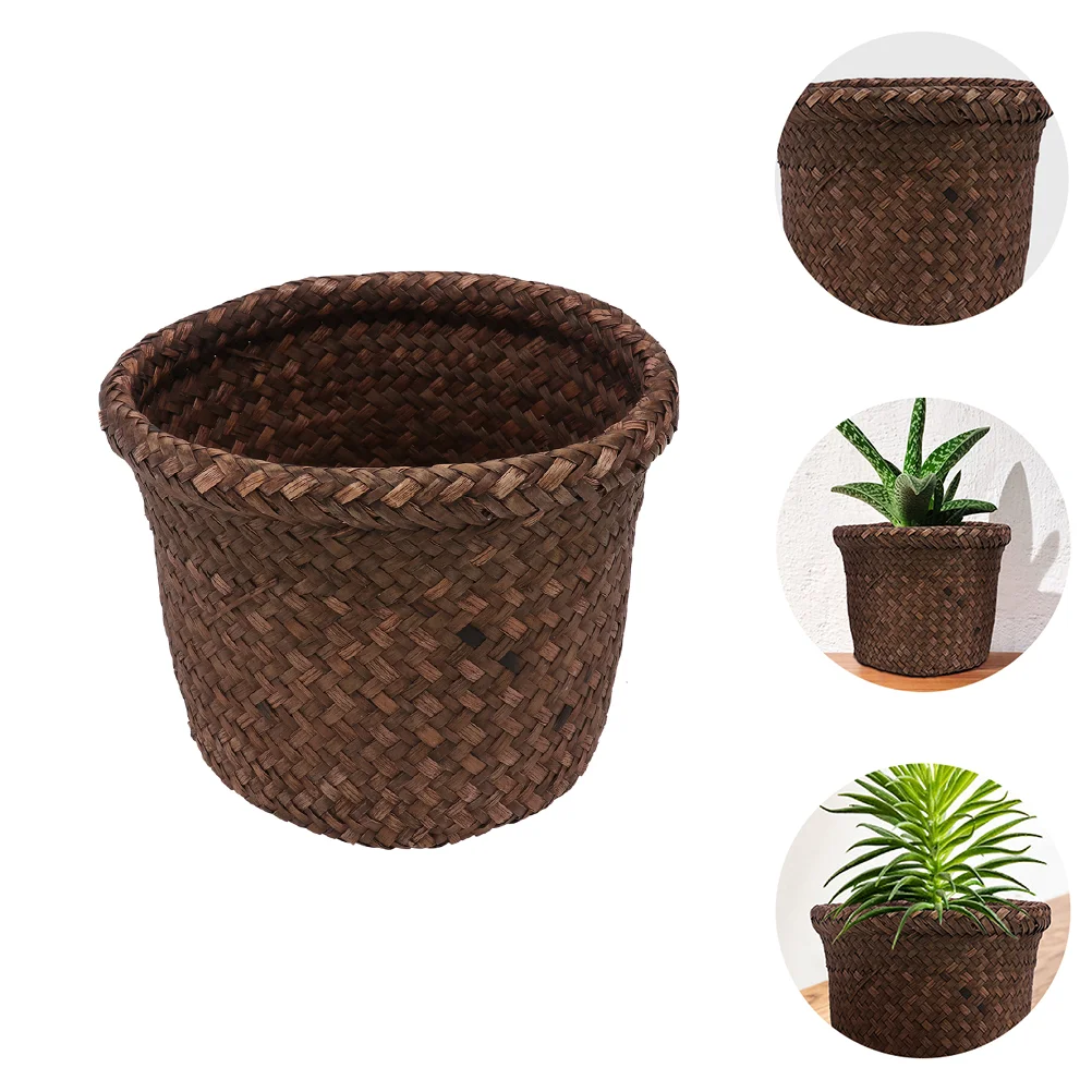 

Basket Trash Container Plant Bin Garbage Can Rubbish Desktop Bucket Picnic Hamper Laundry Wicker Rattan Decorative Waste