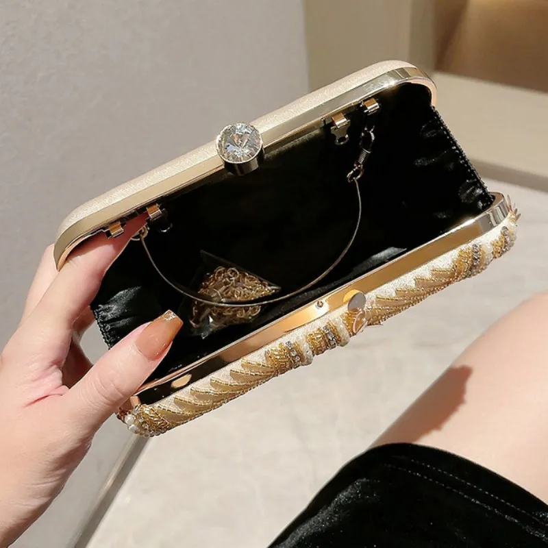 Luxy Moon Sequin Designer Luxury Bag Dress Banquet Purses Elegant Ladies U Shape Lace Chain Handbags Z611