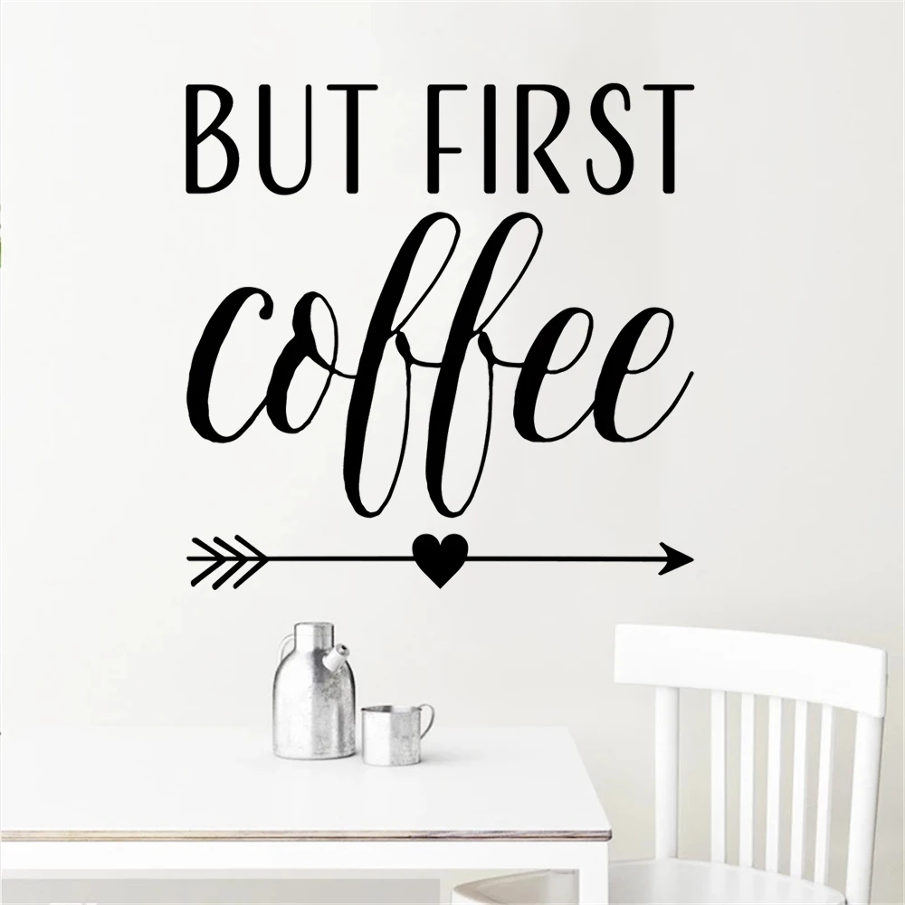 

But First Coffee Wall Decals Family Picture Country Cafe Kichen Breakfast Nook Reading Room Decor Stickers Vinyl Murals HJ1403