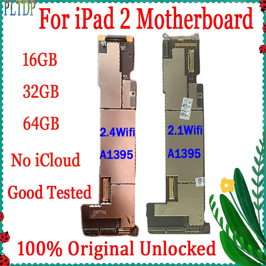 

100% Tested Work Mainboard A1395 Wifi & A1396/A1397 3G Version For IPad 2 Motherboard Original Unlocked Clean ICloud Logic Board