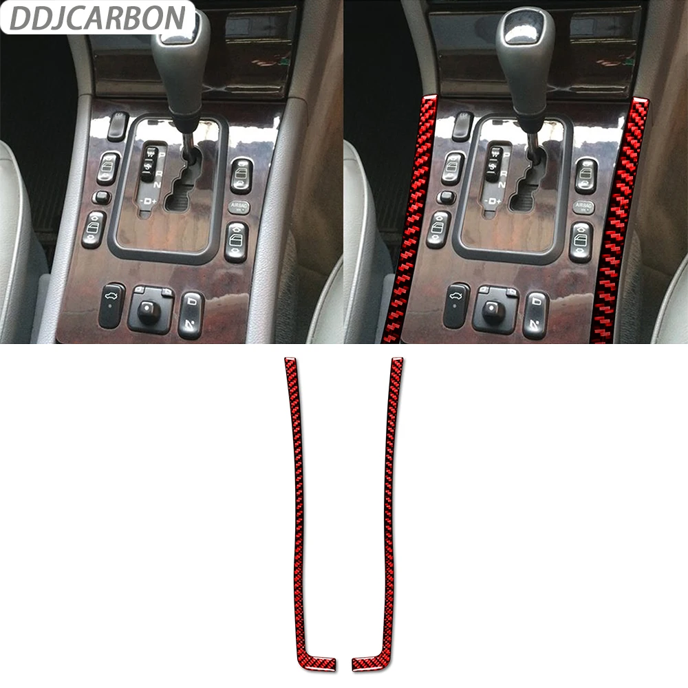 

Real Carbon Fiber Gear Both Sides Decorative Strip Car Interiors Accessories Decoration Sticker For Benz E-Class W210 1996-2002