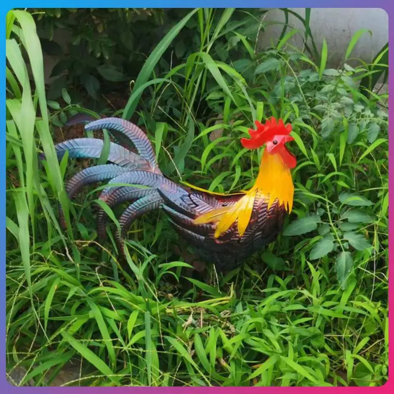 

Rooster Garden Decorations Creative Metal Three-dimensional Hand-painted Iron Rooster Lawn Decor Exquisite Bright Colors Statues